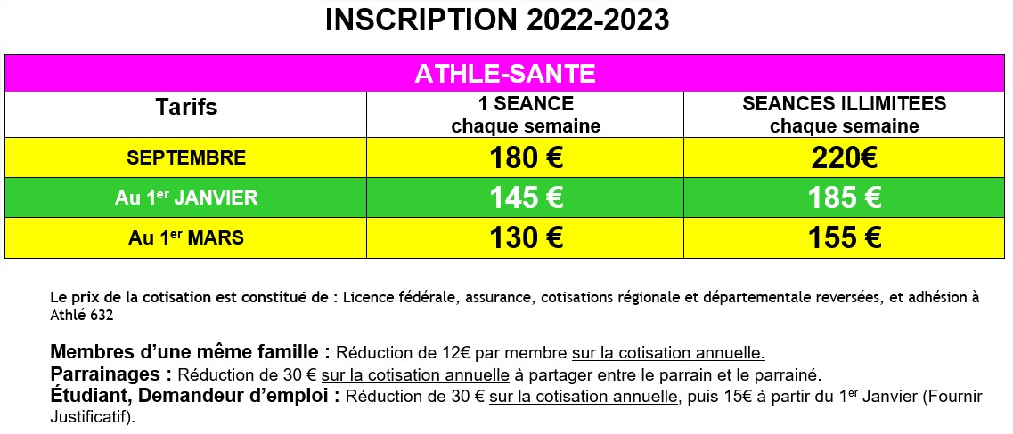 Tarif 2022 2023